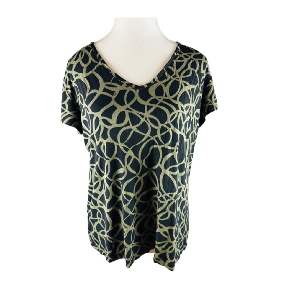 Chico's Black and Olive Patterned Blouse Size M